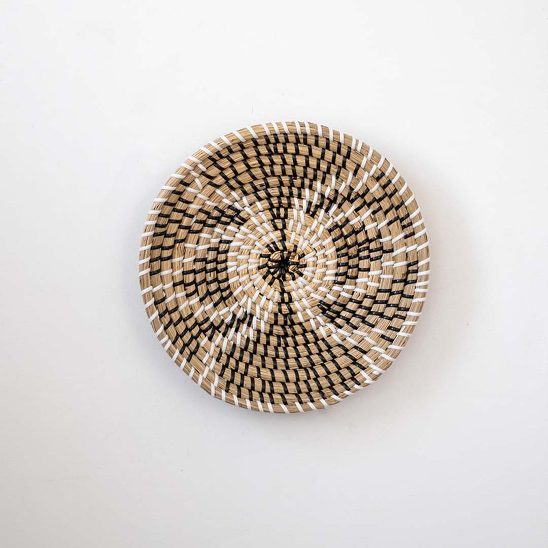 Bexon Handwoven Sabai Grass Hanging Wall Basket - Black