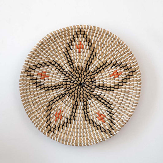 Bian Handwoven Sabai Grass Hanging Wall Basket - Black & White