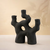 Black Ceramic Vase with Irregular Coral Shape