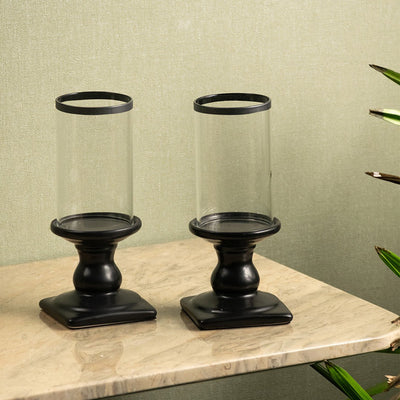 Black Retro Candle Holder Set of 2