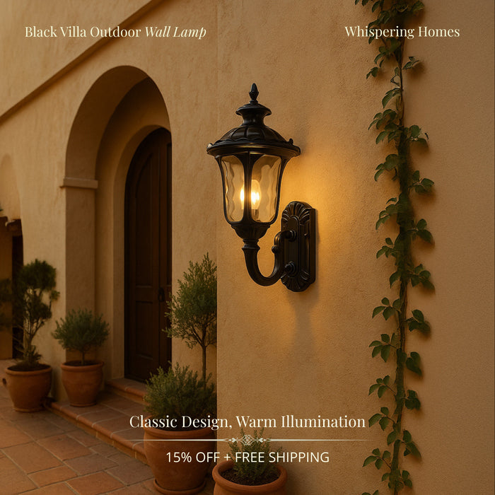 Black Villa Outdoor Wall Lamp - Large