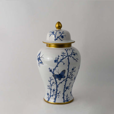 Blue & White Floral Jar - Large