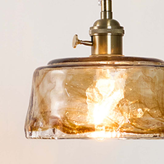 Amber Glass Pendant Light - Round