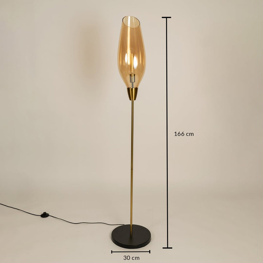 Brilliance Beam Glass Floor Lamp   Amber Dimensions