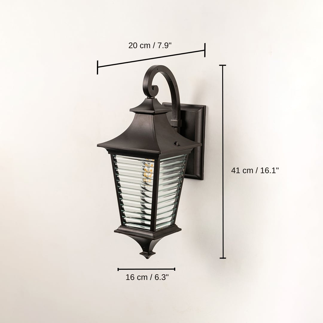 Bungalow Outdoor Wall Light - Downward, 41 x 20 x 16 cm (16.1 x 7.9 x 6.3 inches) dimensions