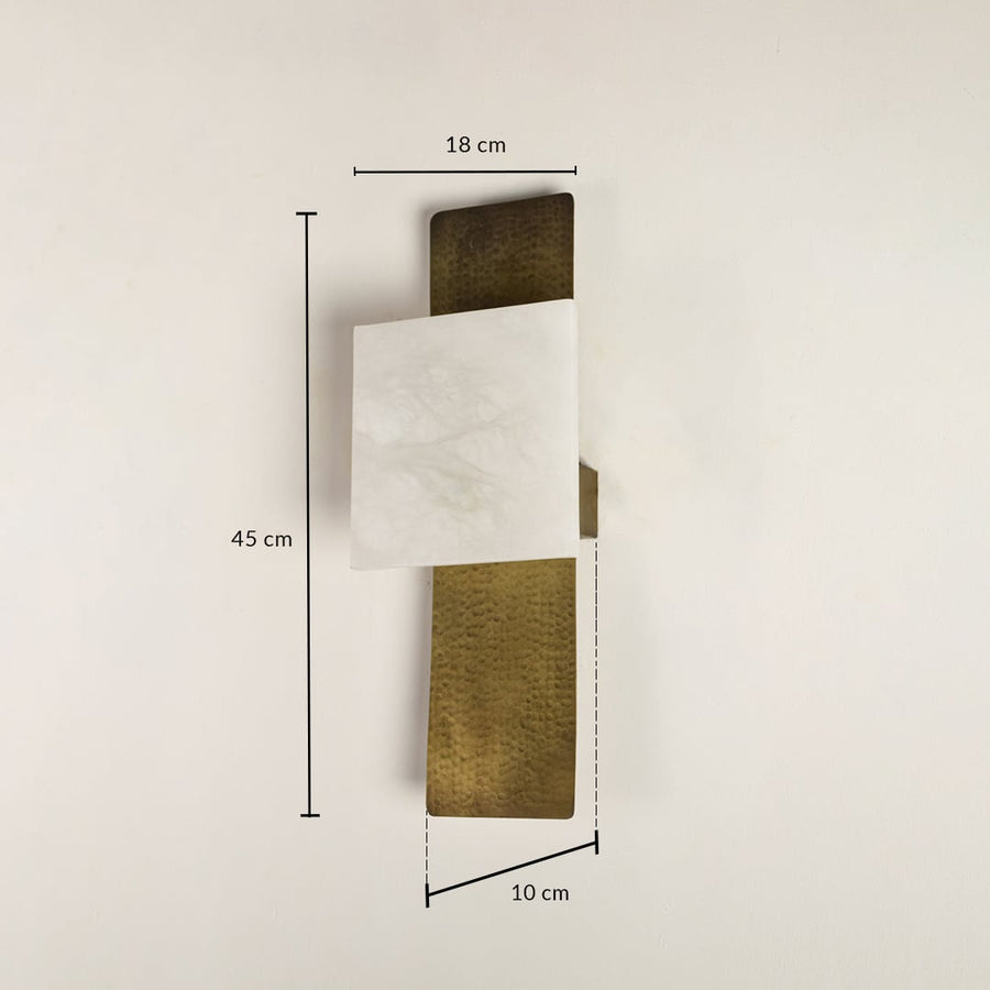 Designer marble wall lamp measuring 45 cm in height and 18 cm in width ideal for luxury interior lighting and decorative walls.