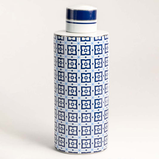 Calix Blue And White Ceramic Jar - Large