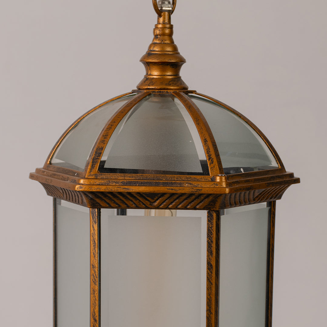 Calvino Arched Outdoor Hanging Lamp - Frosted Glass Bronze