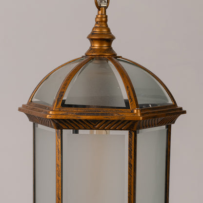 Calvino Arched Outdoor Hanging Lamp - Frosted Glass Bronze