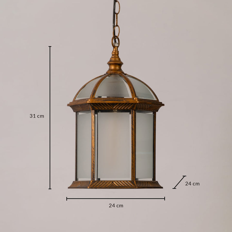 Lantern light shown on a white background with dimensions marked clearly showing a height of 31 cm and a width of 24 cm for easy size reference.