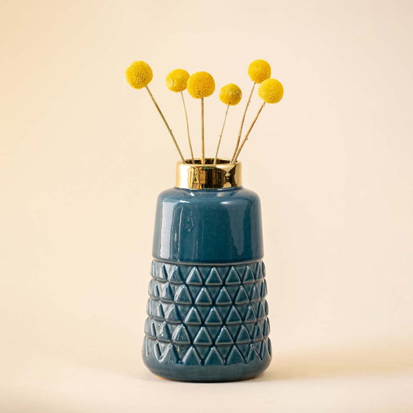 Carafe Blue Gold Ceramic Vase - Open Box