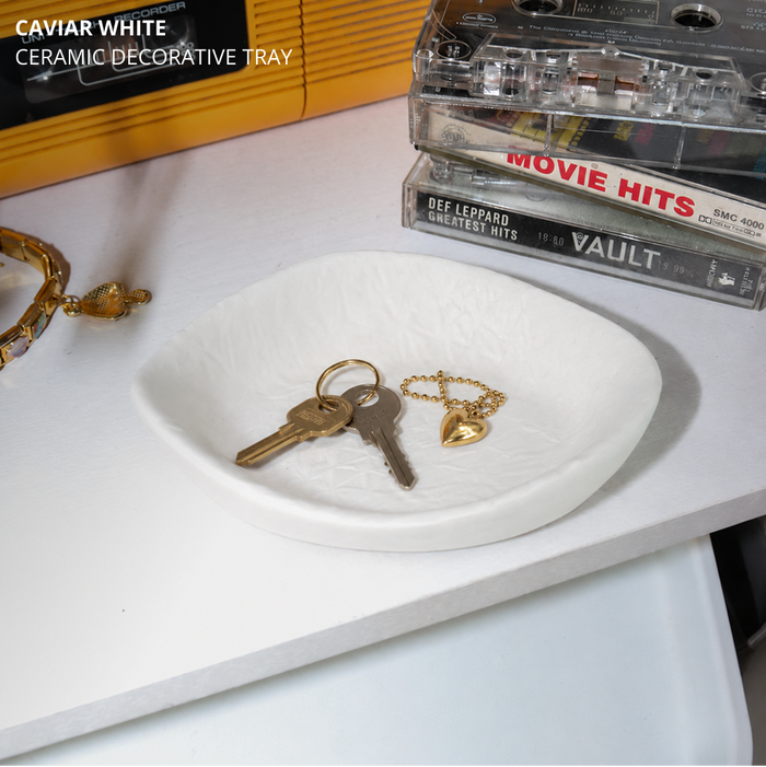 Caviar White Ceramic Decorative Tray
