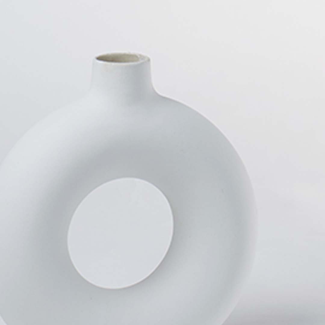 Ceramic Donut Vase White - Medium