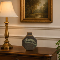 Dark green ceramic jar perfect for elegant console décor and adding a rich accent to classic interior styling.