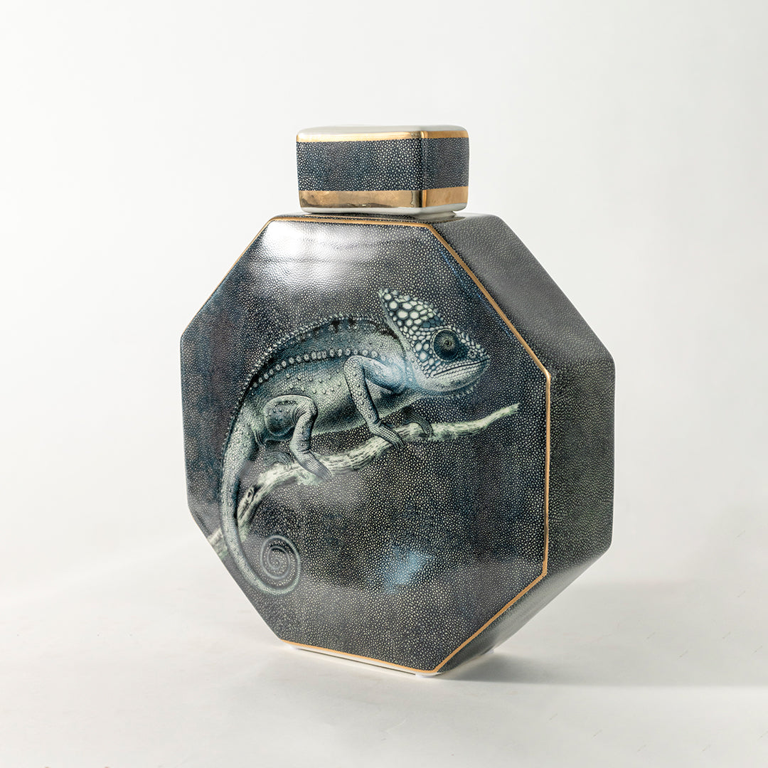 Chameleon Decorative Ceramic Temple & Ginger Jar - Large