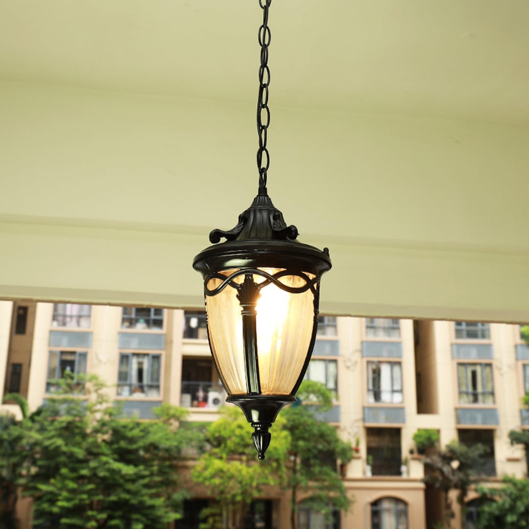 Cicero Outdoor Hanging Light Black Main Lifestyle