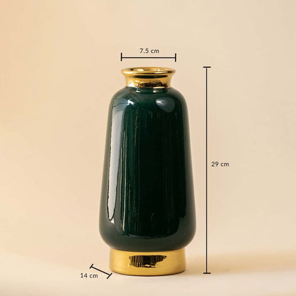 Ceramic decorative vase displayed with size details showing 29 cm height 14 cm base width and 7.5 cm opening for accurate reference.