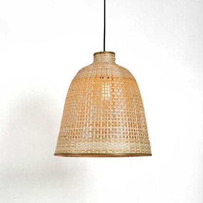 Cloche Shaped Bamboo Hanging Lamp