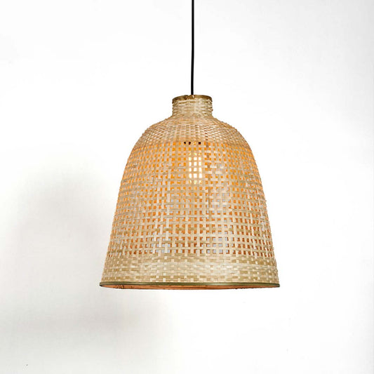 Cloche Shaped Bamboo Hanging Lamp