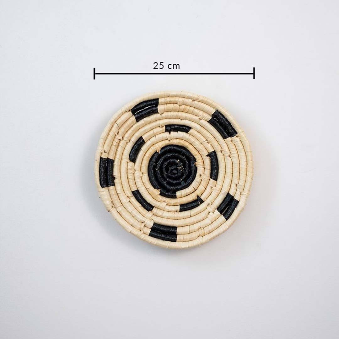 Coastline Charm Handwoven Sabai Grass Hanging Wall Basket Small - Beige & Black