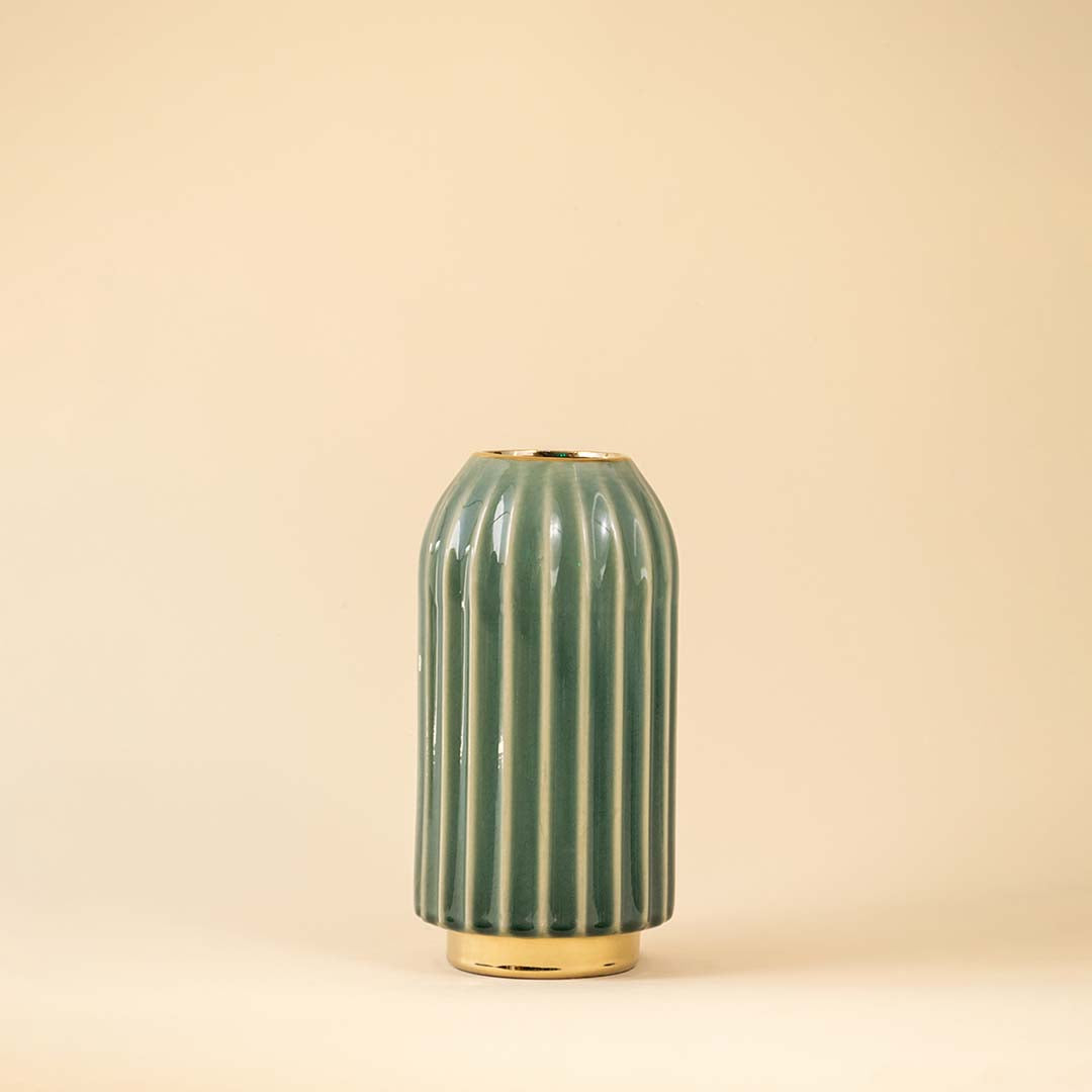 Cosmo Green Gold Ceramic Vase - Open Box