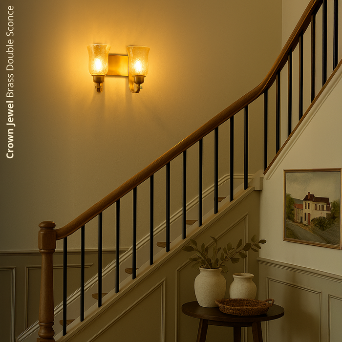 Crown Jewel Brass Double Sconce