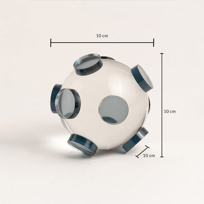 Glass orb decor with grey accents shown in 10 cm dimension for accurate size reference and styling ideas.