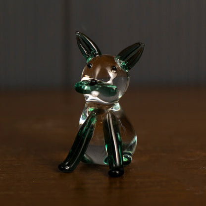 Crystal Glass Cute Lying Cat - Blue