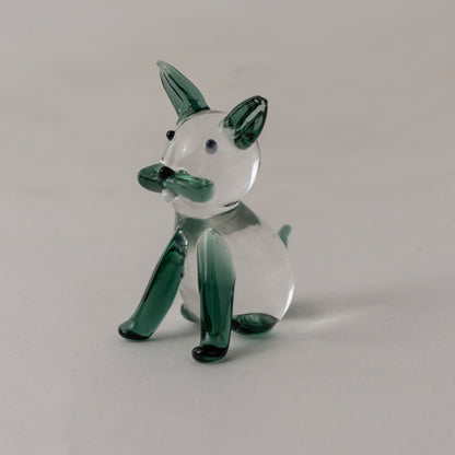 Crystal Glass Cute Lying Cat - Blue