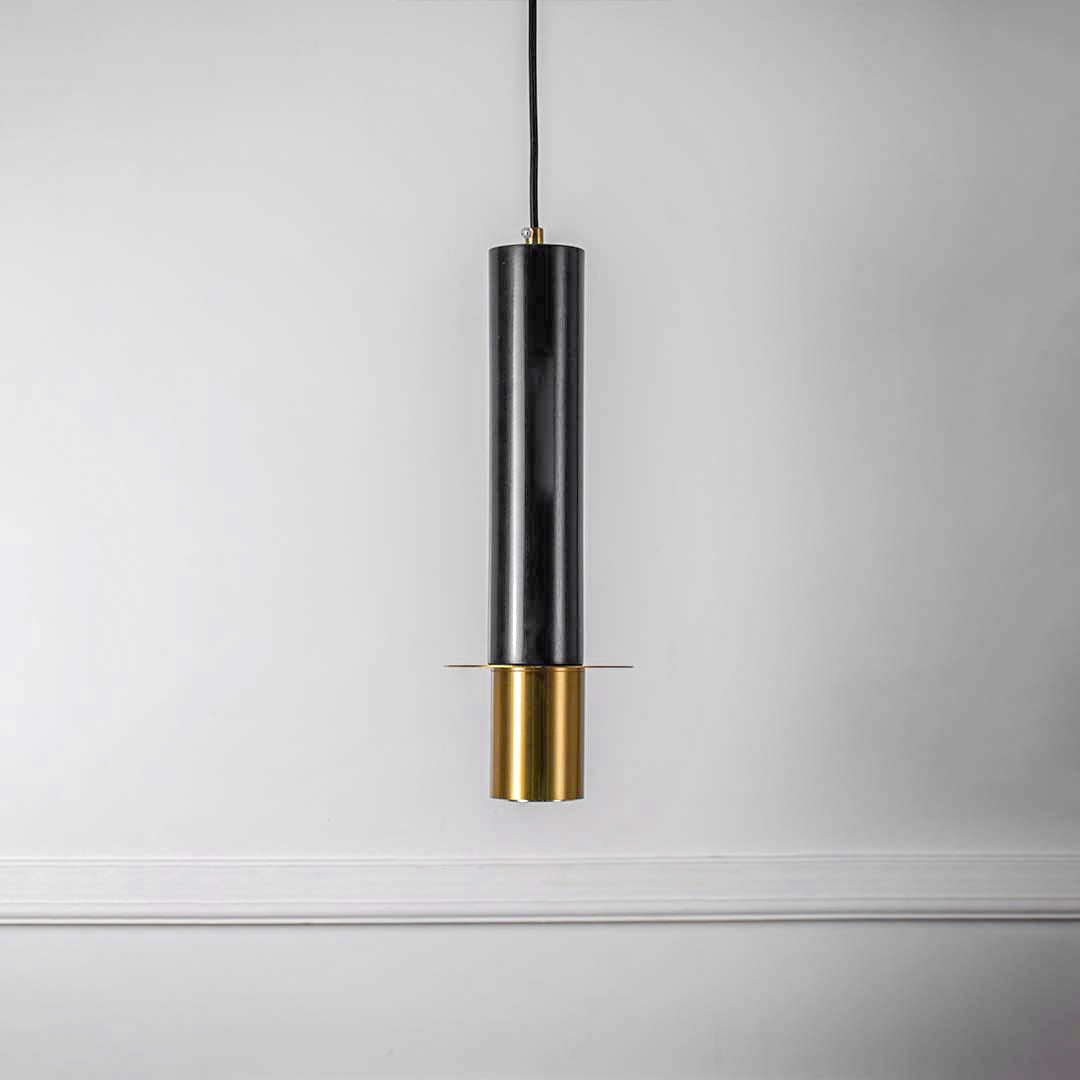 Cylindrical Marble Pendant Lamp - Black