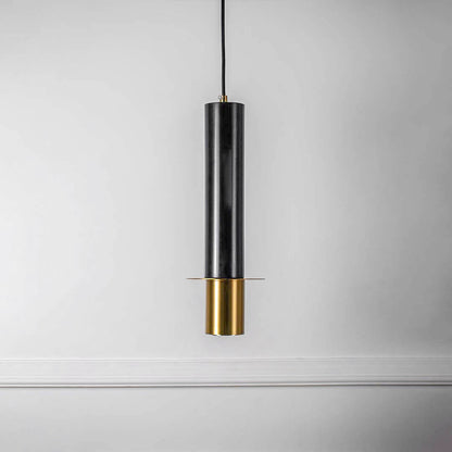 Cylindrical Marble Pendant Lamp - Black