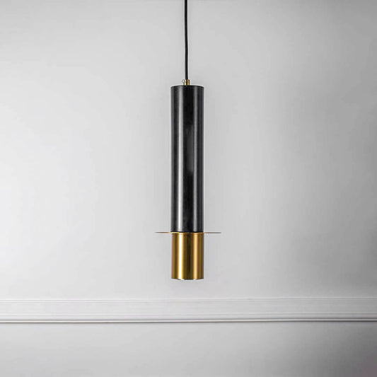 Cylindrical Marble Pendant Lamp - Black