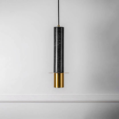 Cylindrical Marble Pendant Lamp - Green