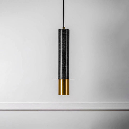 Cylindrical Marble Pendant Lamp - Green