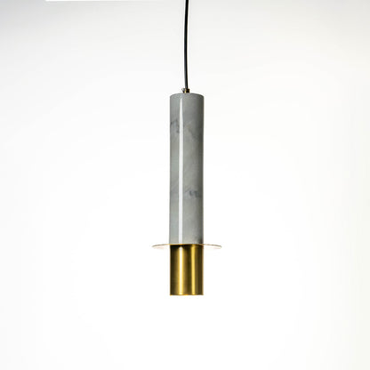 Cylindrical Marble Pendant Lamp - White