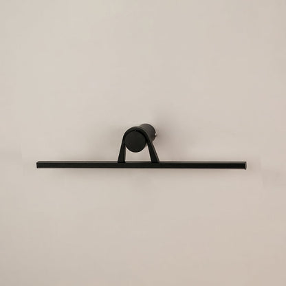 Black metal picture light on a white background with light off highlighting its bold minimal modern design.