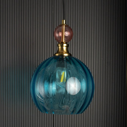 Danish Glass Ball Chandelier Purple Off Black Background