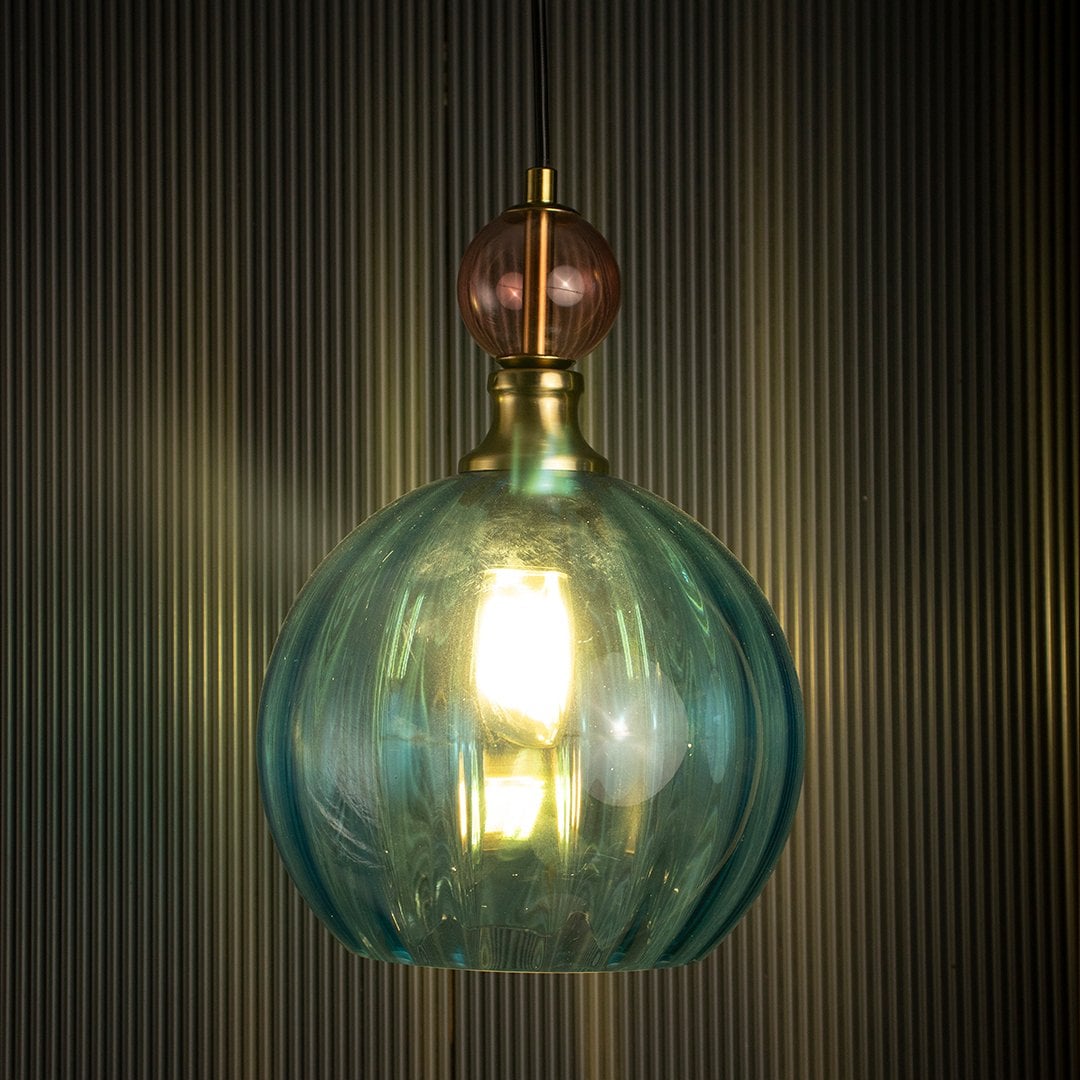 Danish Glass Ball Chandelier Purple On Black Background