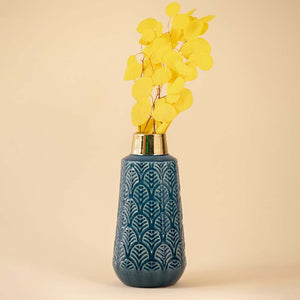 Decanter Blue-Gold Ceramic Vase - Open Box