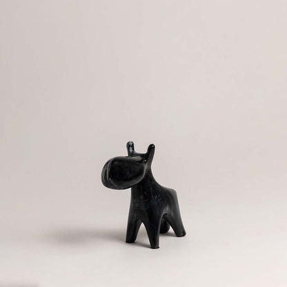 Stylish black ceramic moose figurine with marble swirl texture displayed on white background for elegant decor.