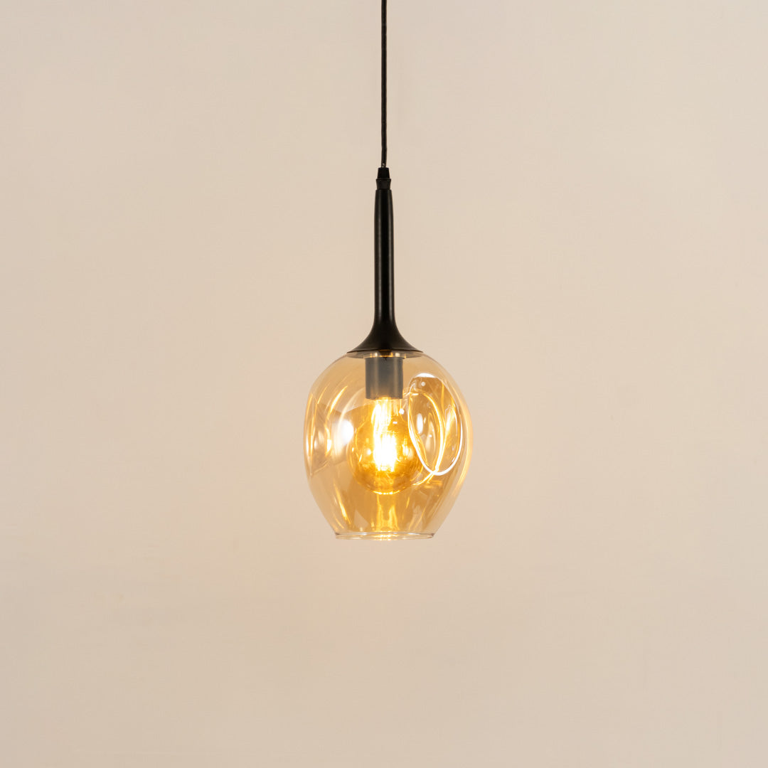 Dimple Glass Pendant Light - Amber