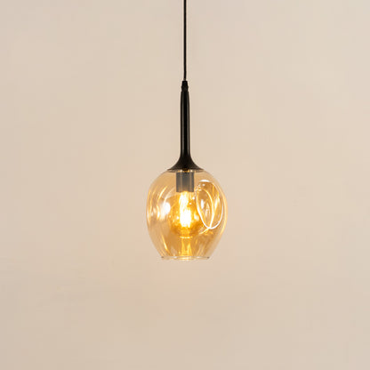 Dimple Glass Pendant Light - Amber