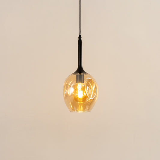 Dimple Glass Pendant Light - Amber