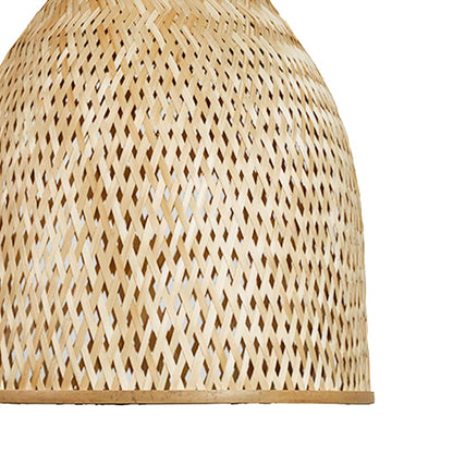 Detailed view of handwoven rattan pendant light highlighting natural texture and premium craftsmanship.