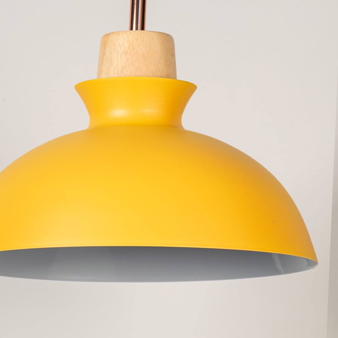Dome Pendant Lamp Yellow Closeup