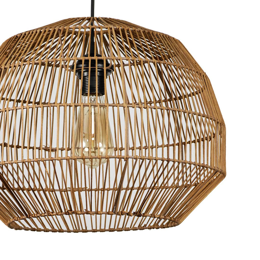 Dome Stripe Pendant Bamboo Lamp Closeup
