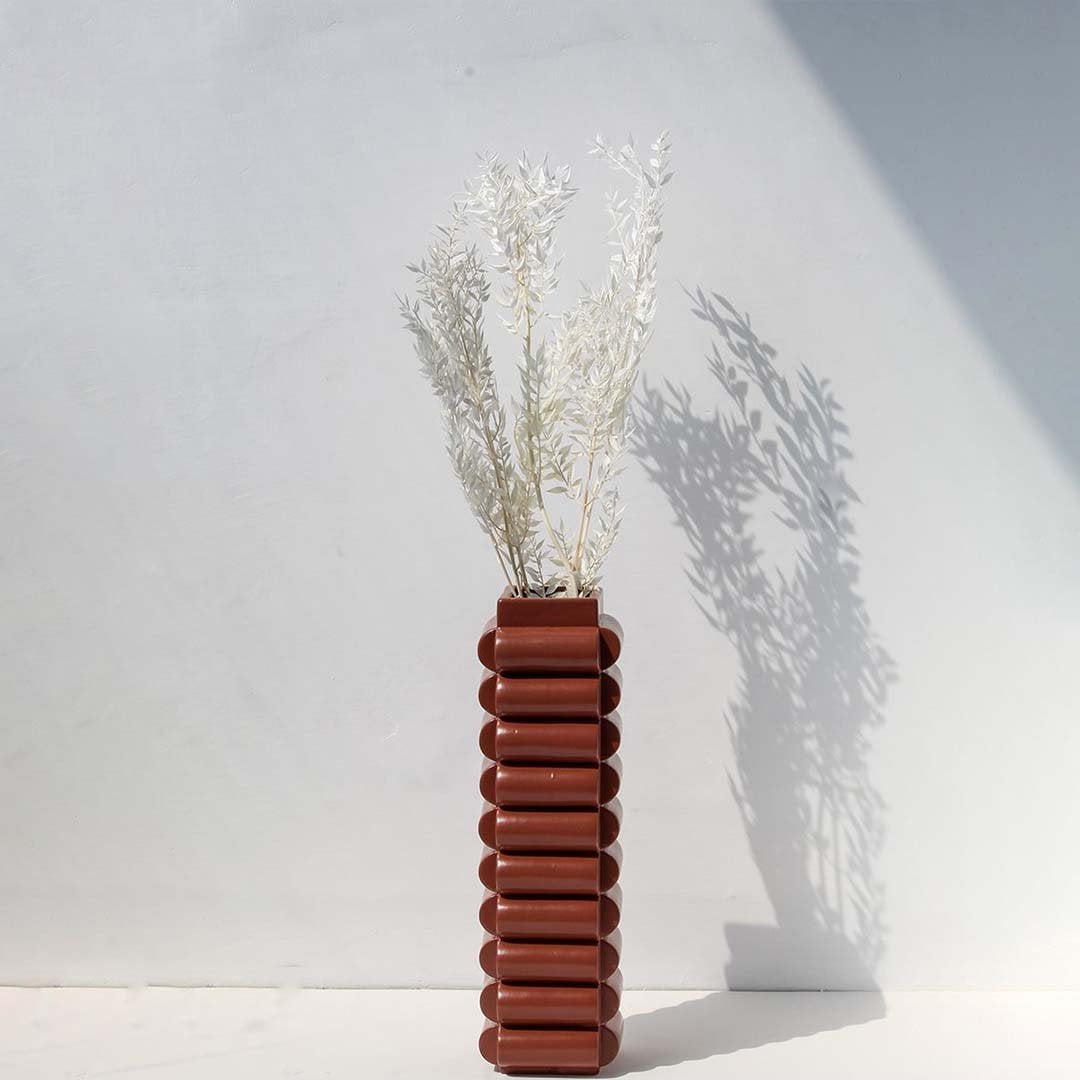 Soft ivory dried foliage stem styled in a calm modern room adding airy natural texture to contemporary home decor.
