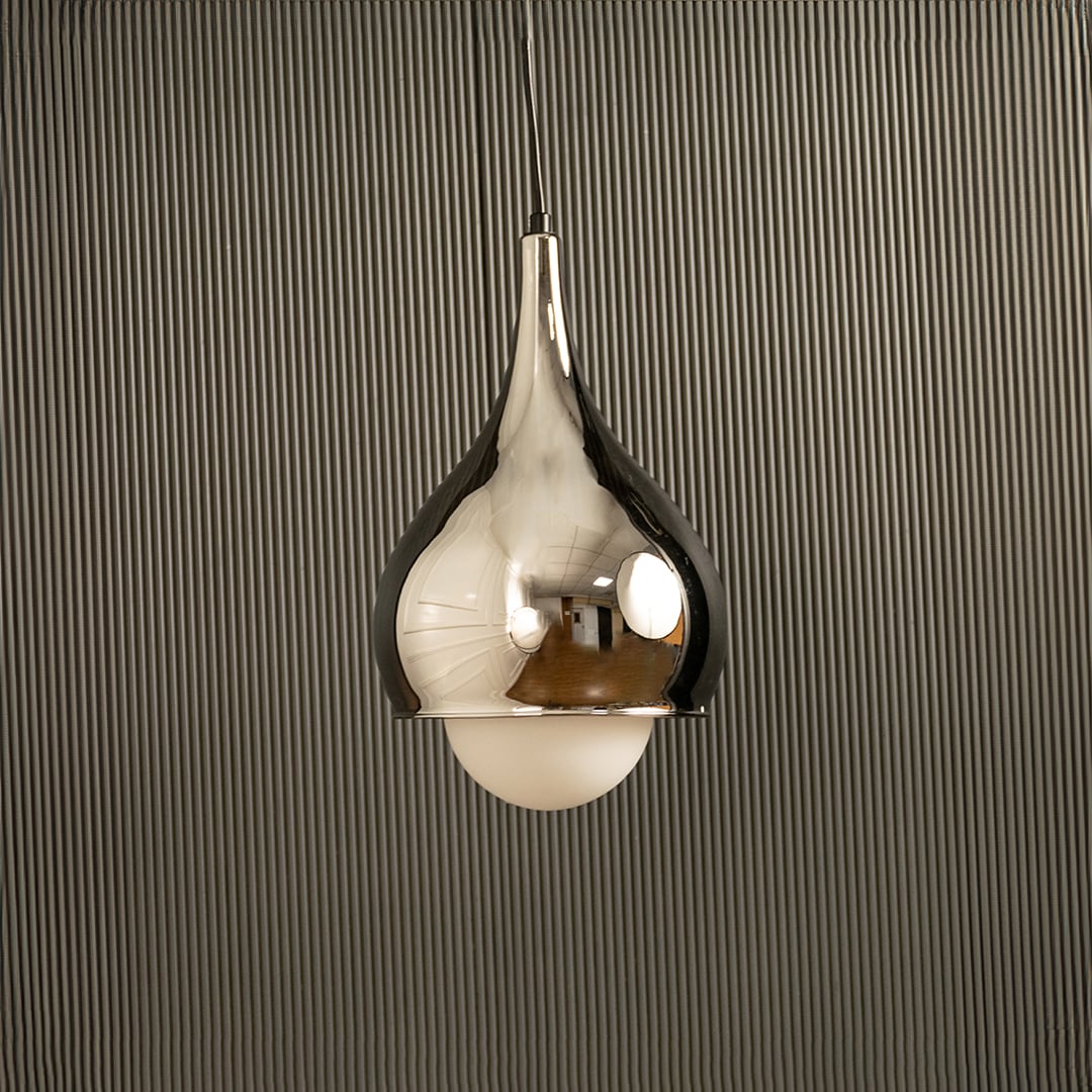 Droplet Glass Pendant Light Off Black Background