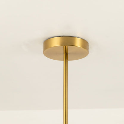 Closeup image of gold ceiling mount plate featuring sleek metal finish and premium craftsmanship ideal for modern pendant and chandelier fittings.