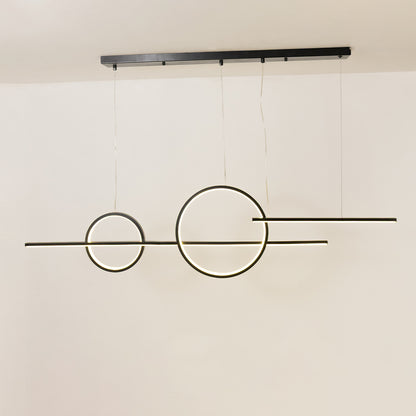 Black metal geometric ring pendant light with minimalist circular design crafted for elegant modern ceiling lighting.